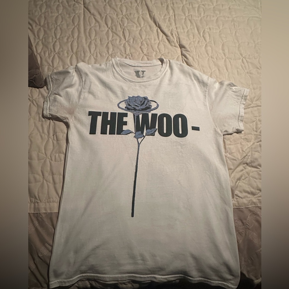 Graphic Tee with Blue Rose Design